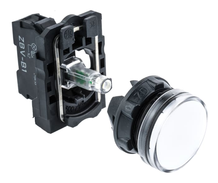 Voyant lumineux LED universelle Schneider Electric Blanc 24V c.a. / V c.c., Ø découpe 22mm, Montage panneau, XB5, IP66,