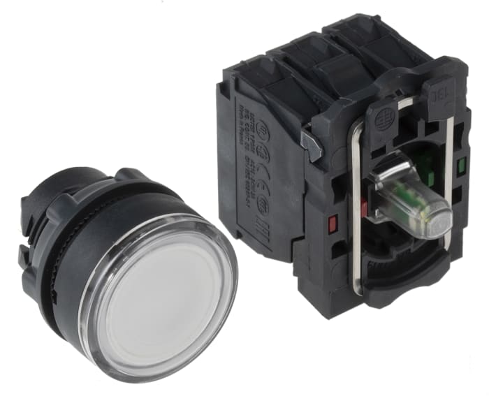 Bouton-poussoir série Harmony XB5 lumineux, 1RT, Montage panneau 24V
