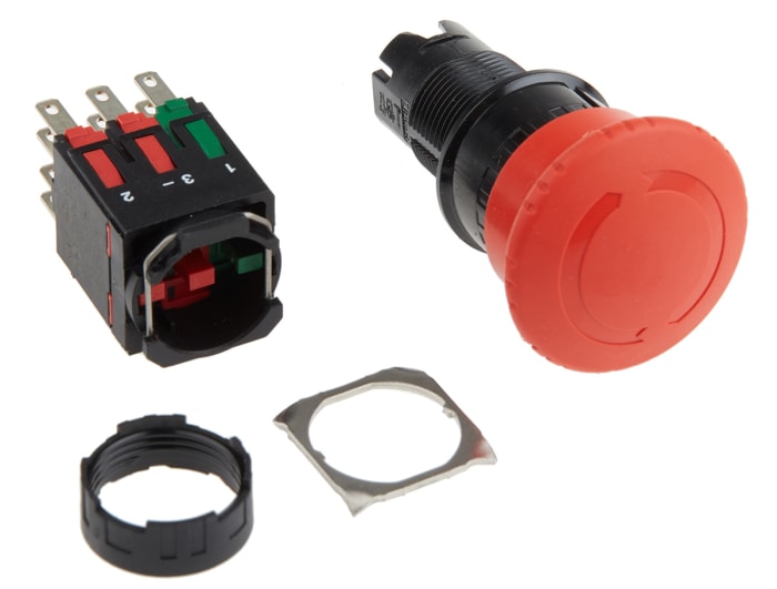 Schneider Electric Harmony XB6 Series Twist Release Emergency Stop Push Button, Panel Mount, 16mm Cutout, 2NO + 2NC,