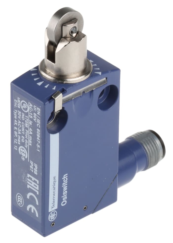Telemecanique Sensors XCMD Series Roller Plunger Limit Switch, NO/NC, IP66, IP67, IP68, DP, Zinc Alloy Housing, 240V ac