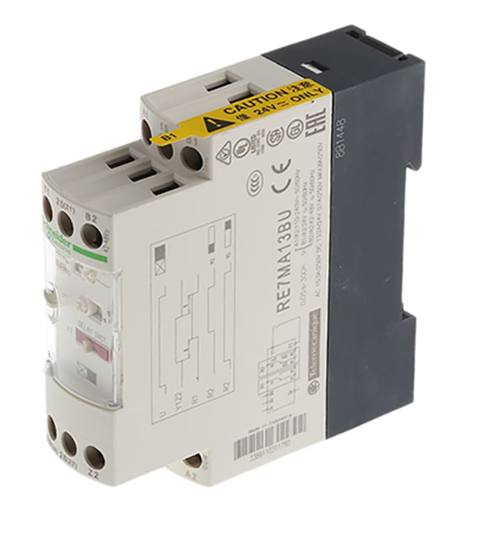 Schneider Electric DIN Rail Mount Time Delay Relay, 110 → 240 V ac, 42 → 48V ac/dc, 2-Contact, 0.05 s