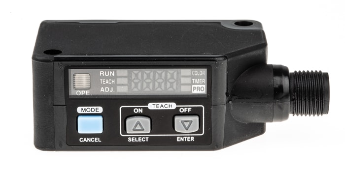 Renk/Karşıtlık Sensörü Mavi, Yeşil Ve Kırmızı LEDler, 10 mm, PNP, IP67, 750 mA, 12 → 24 V dc