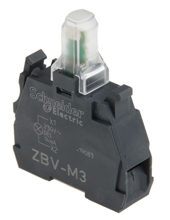 Bloque de luces Schneider Electric ZBVM3, LED, Verde, 230V, terminal Roscado