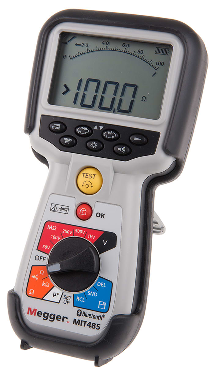 Megger MIT485 Insulation & Continuity Tester, 50V Min, 1000V Max, 200GΩ Max, CAT IV 600 V