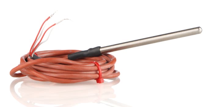 Capteur RTD PT100 RS PRO, Ø 6mm, L.100mm + 2m, +200°C max, Raccord dénudé