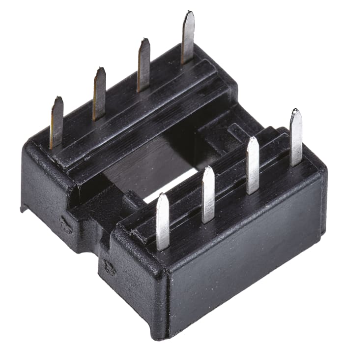TE Connectivity 2.54mm Pitch Vertical 8 Way, Through Hole Stamped Pin Closed Frame IC Dip Socket, 1A