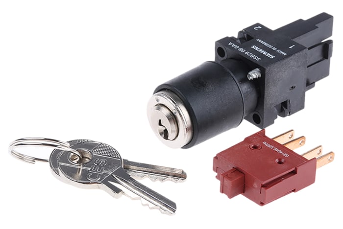 Siemens IP65 Key Switch, 1 NO, 10A 2-Way