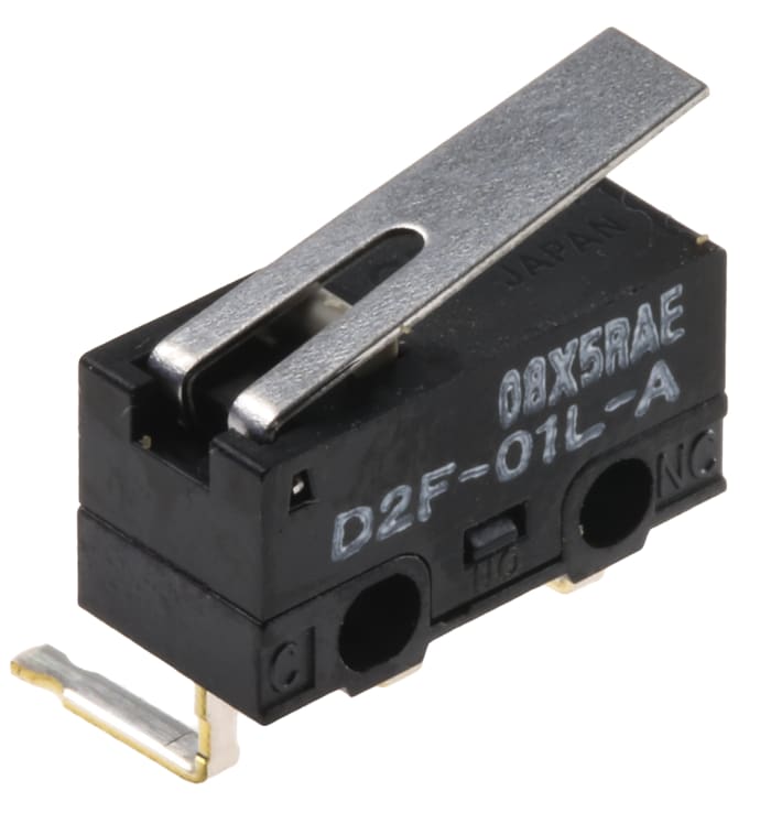 Omron Hinge Lever Micro Switch, Right Angle PCB Terminal, 100 mA @ 30 V dc, SPDT, IP40
