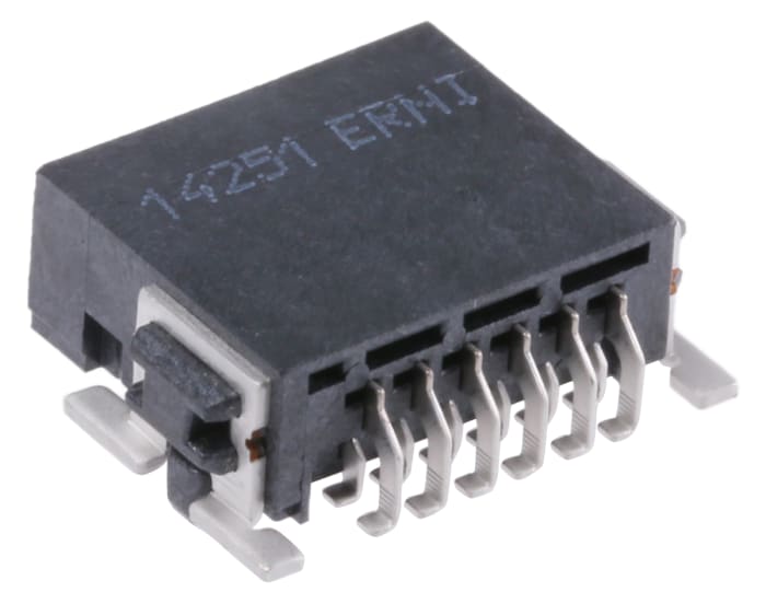 ERNI SMC Series Right Angle Surface Mount PCB Header, 12 Contact(s), 1.27mm Pitch, 2 Row(s), Shrouded