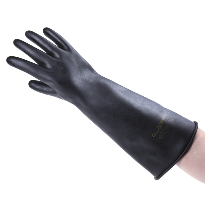 Polyco Healthline Chemprotec Black Latex Chemical Resistant Work Gloves, Size 10, Latex Coating