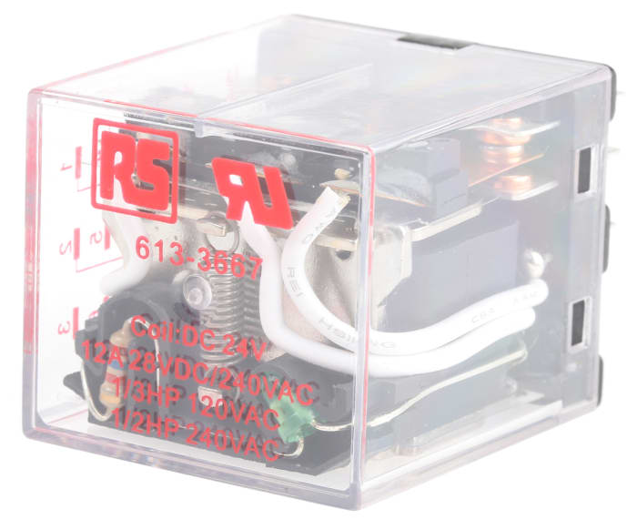 RS PRO Plug In Non-Latching Relay, 24V dc Coil, 12A Switching Current, 3PDT