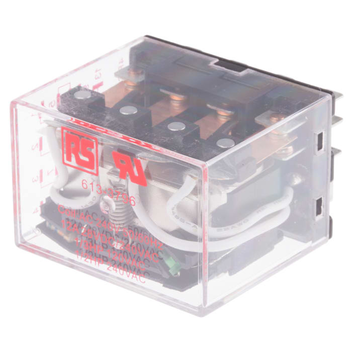 RS PRO Plug In Power Relay, 240V ac Coil, 12A Switching Current, 4PDT