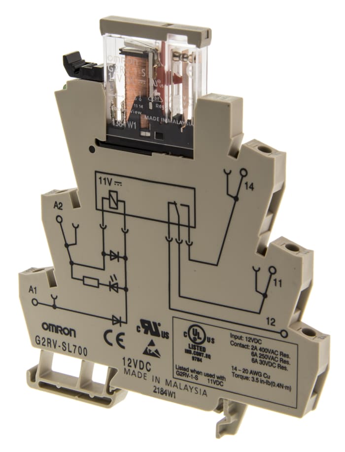 Omron DIN Rail Non-Latching Relay, 12V dc Coil, 6A Switching Current, SPDT
