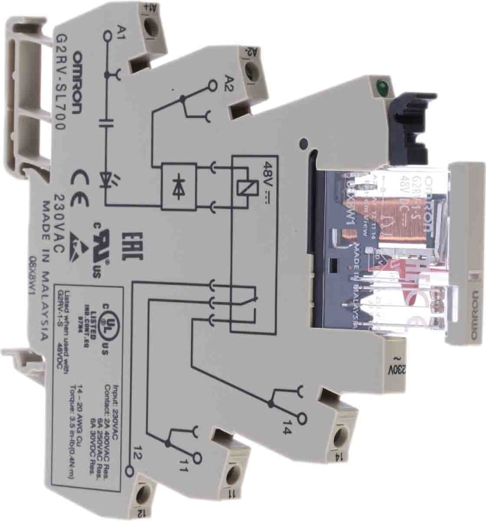 Omron DIN Rail Non-Latching Relay, 230V ac Coil, 6A Switching Current, SPDT