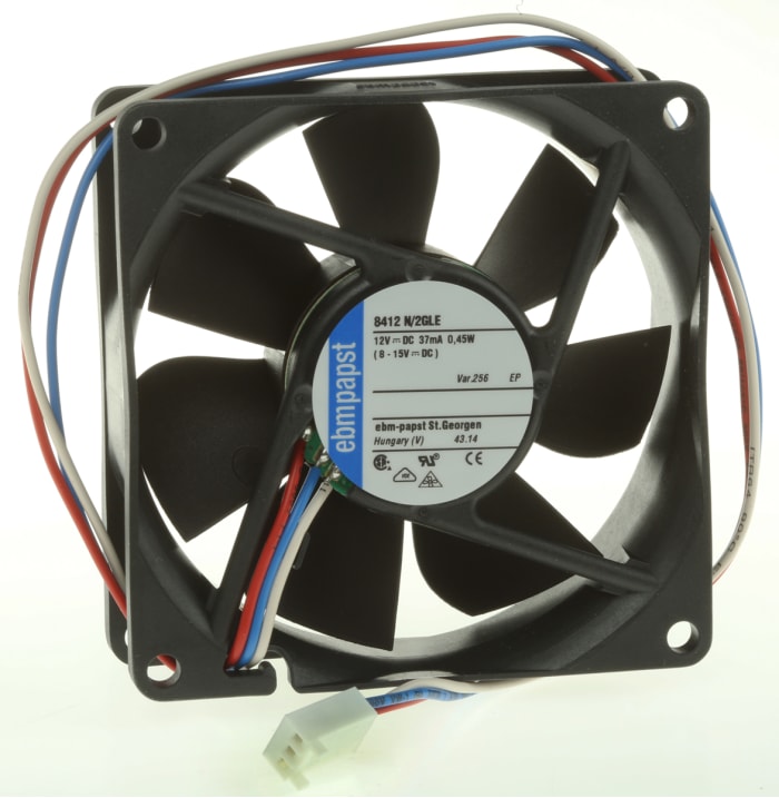 ebm-papst 8400 N Series Axial Fan, 12 V dc, DC Operation, 33m³/h, 500mW, 80 x 80 x 25mm