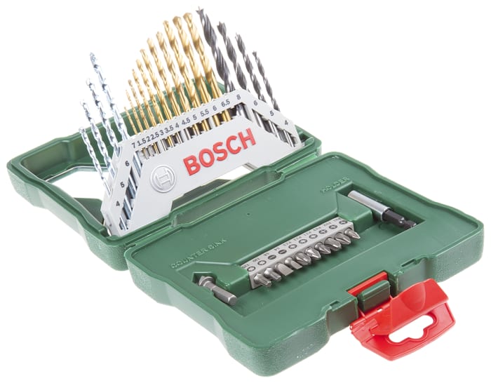 Bosch 30-Piece Twist Drill Bit Set for Multi-Material, 8mm Max, 1.5mm Min, HSS Bits