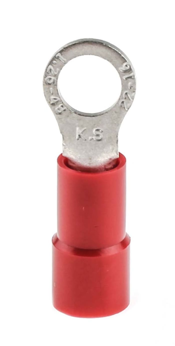 RS PRO RS PRO Insulated Ring Terminal, M4 Stud Size, 0.5mm² to 1.5mm²