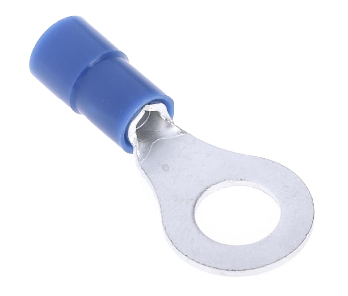 RS PRO, RS PRO Insulated Ring Terminal, M6 Stud Size, 1.5mm² to 2.5mm²  Wire Size, Blue, 534-569