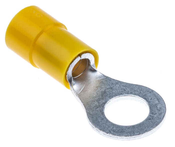 Terminal redondo aislado de Cobre RS PRO, Amarillo, Ø int. M6, sección máx. 6mm², 10AWG