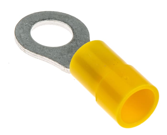 RS PRO, RS PRO Insulated Ring Terminal, M10 Stud Size, 2.5mm² to 6mm² Wire  Size, Yellow, 208-2537