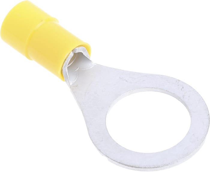 RS PRO, RS PRO Insulated Ring Terminal, M10 Stud Size, 2.5mm² to 6mm² Wire  Size, Yellow, 208-2537