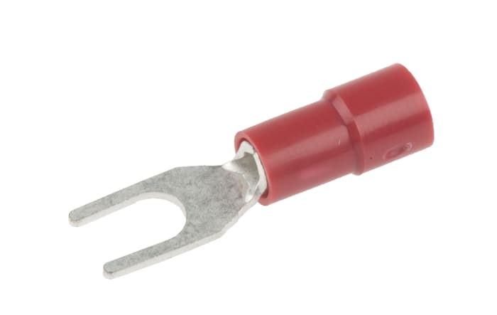 RS PRO Insulated Crimp Spade Connector, 0.5mm² to 1.5mm², 22AWG to 16AWG, 3.7mm Stud Size Vinyl, Red