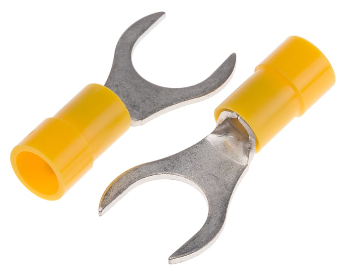 RS PRO Insulated Crimp Spade Connector, 4mm² to 6mm², 12AWG to 10AWG, M10 Stud Size Vinyl, Yellow