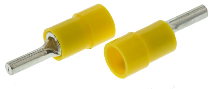 RS PRO Insulated, Tin Crimp Pin Connector, 4mm² to 6mm², 12AWG to 10AWG, 2.8mm Pin Diameter, 10mm Pin Length, Yellow