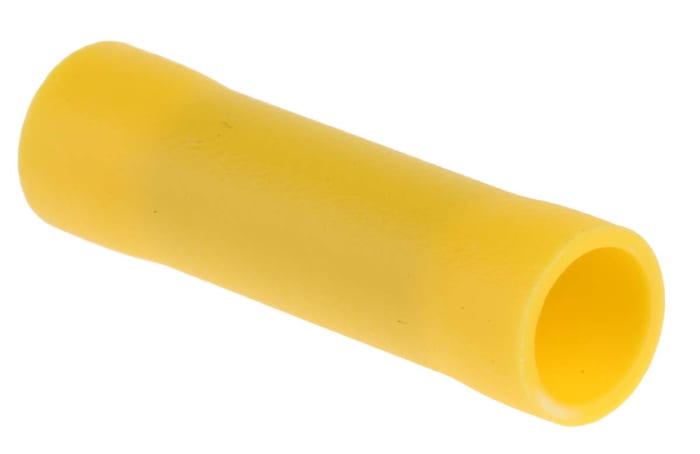 RS PRO Butt Splice Connector, Yellow, Insulated, Tin 12 → 10 AWG