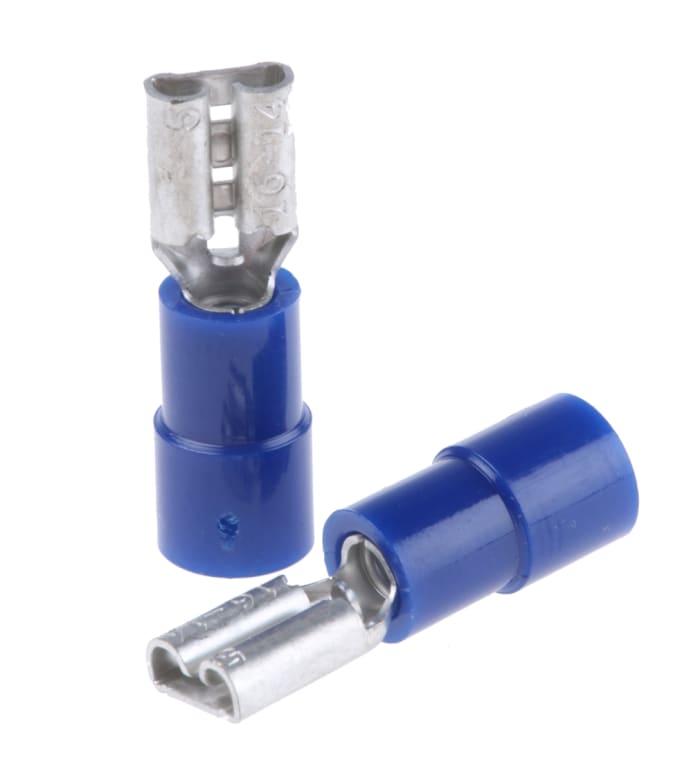 RS PRO Blue Insulated Female Spade Connector, Receptacle, 4.75 x 0.5mm Tab Size, 1.5mm² to 2.5mm²