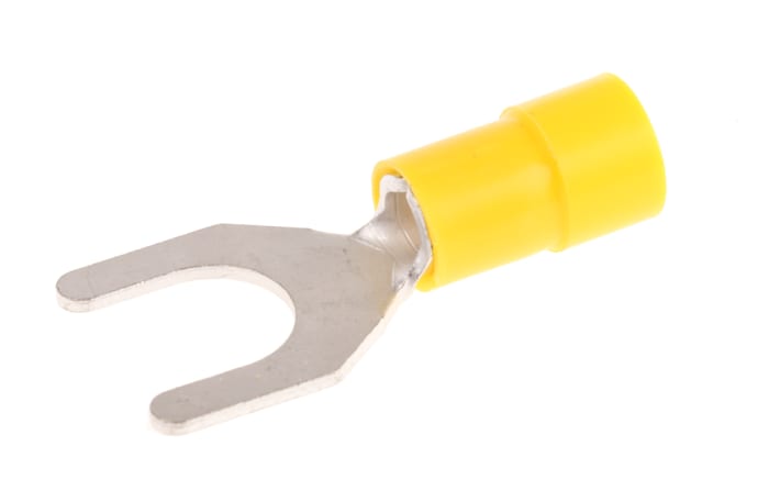RS PRO Insulated Crimp Spade Connector, 4mm² to 6mm², 12AWG to 10AWG, M8 Stud Size Vinyl, Yellow