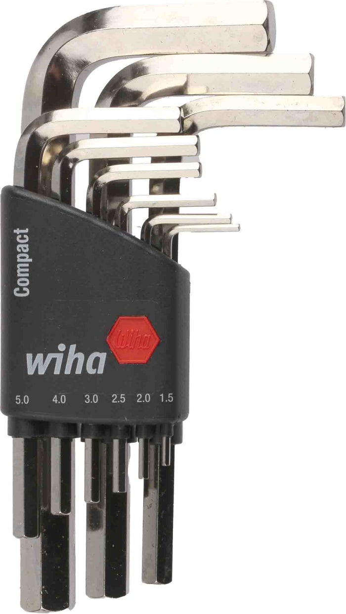 Wiha Tools 9 piece L Shape Metric Hex Key Set, 1.5 → 10mm