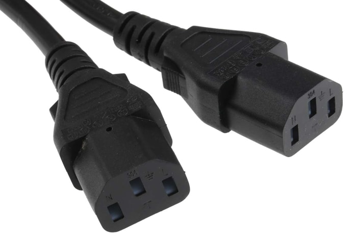 RS PRO IEC C13 x 2 Socket to CEE 7/7 Plug Power Cord, 2.4m