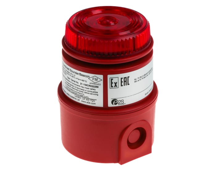 e2s IS-MC1 Series Red Sounder Beacon, 16 → 28 V dc, IP65, Wall Mount, 100dB at 1 Metre