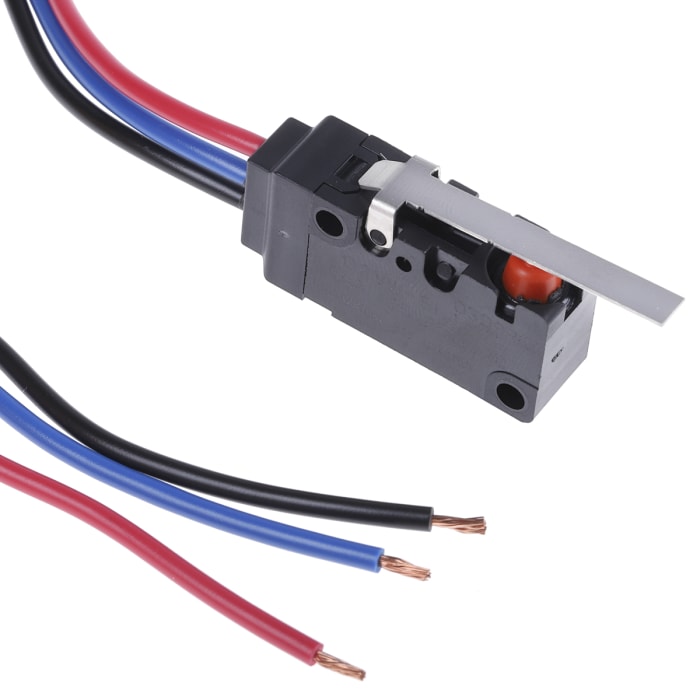 Omron Hinge Lever Micro Switch, Pre-wired Terminal, 5 A @ 250 V ac, SPDT, IP67