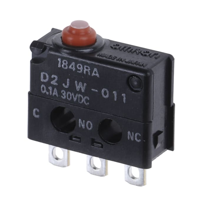 Omron Pin Plunger Micro Switch, Solder Terminal, 100 mA @ 30 V dc, SPDT, IP67
