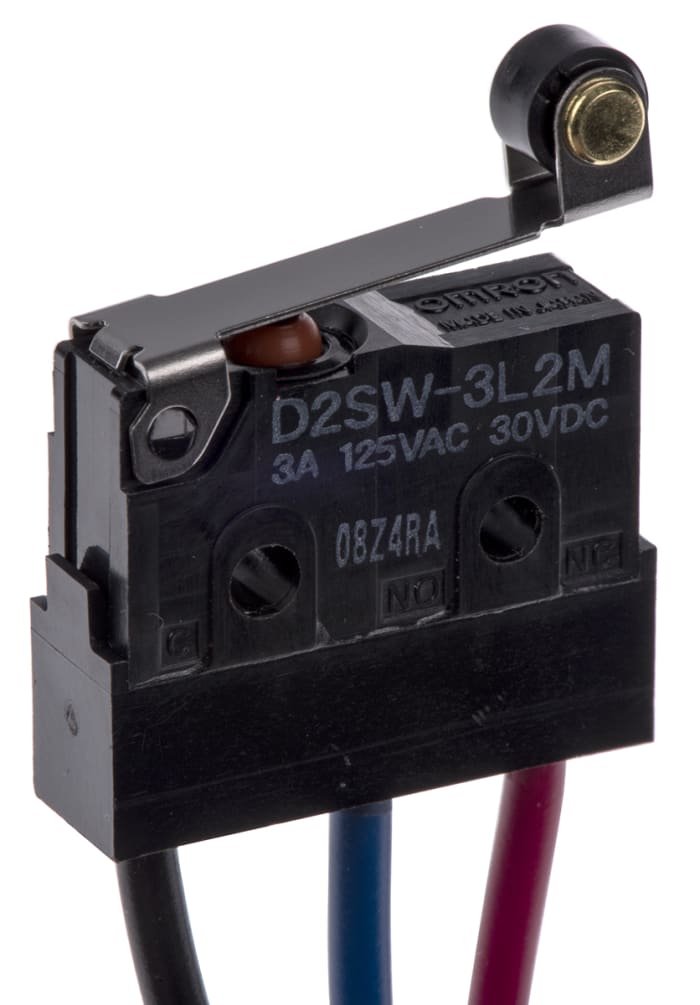 Omron Roller Lever Micro Switch, Pre-wired Terminal, 3 A @ 30 V dc, SPDT, IP67