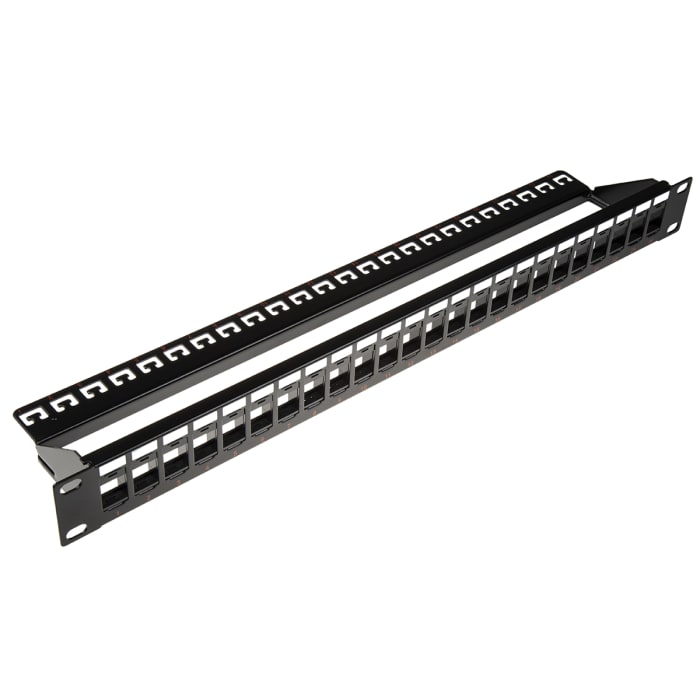 Panel de conexión Keystone Roline 26.11.0357-5, Cat5, Cat6, 24 puertos, RJ45, UTP, Negro