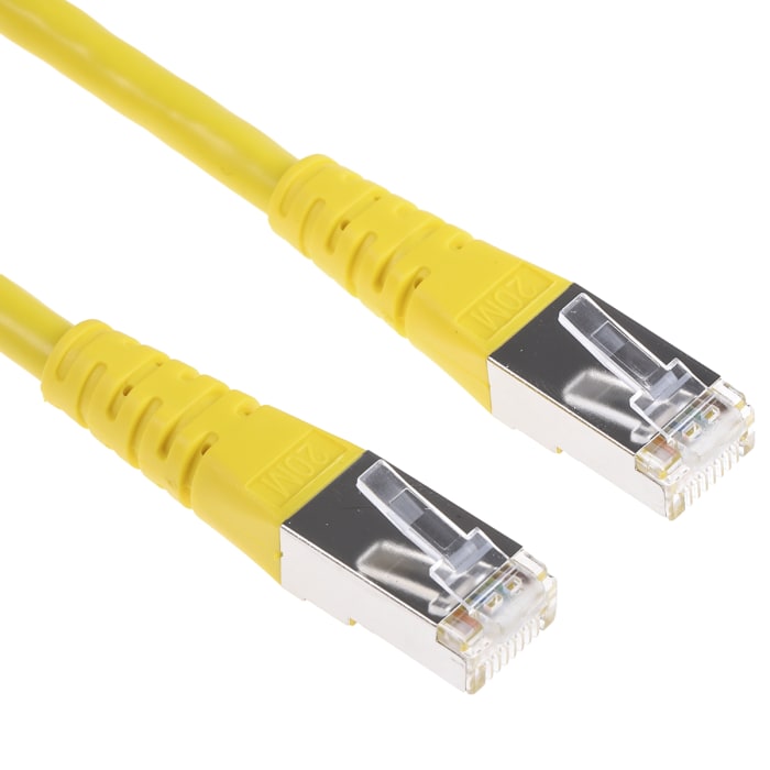 Roline, 20m Cat6, Yellow RJ45 to Male RJ45 Male, S/FTP Shielded, Terminated PVC Sheath