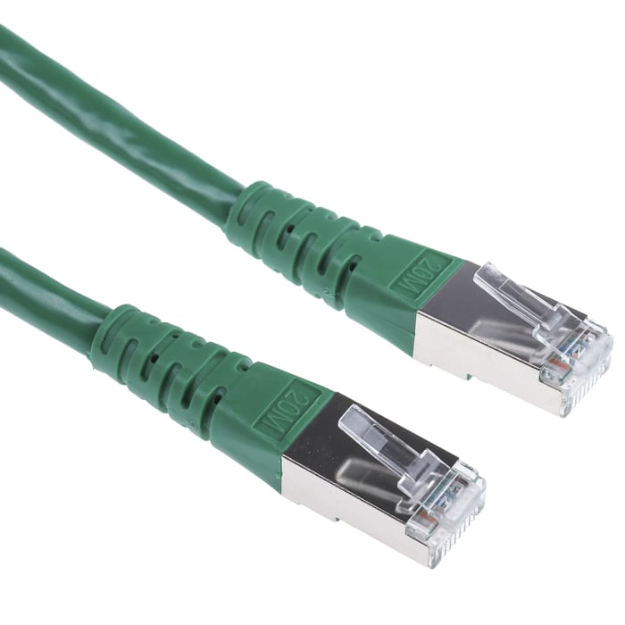Roline, 20m Cat6, Green RJ45 to Male RJ45 Male, S/FTP Shielded, Terminated PVC Sheath