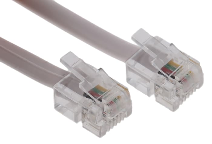 Roline RJ11 to RJ11 4 Core Telephone Extension Cable, White Sheath, 6m