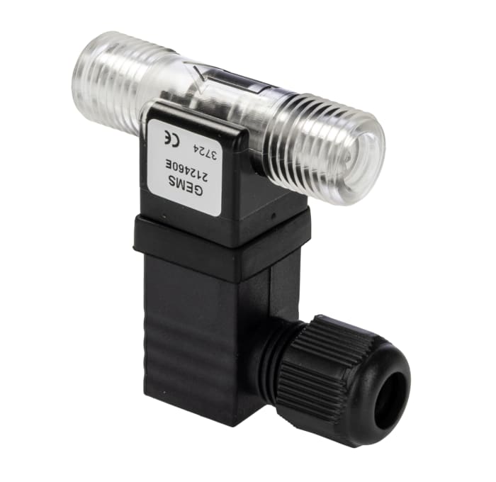Gems Sensors FT-210 Series Turbine Flow Sensor for Liquid, 0.026 gal/min Min, 0.65 gal/min Max