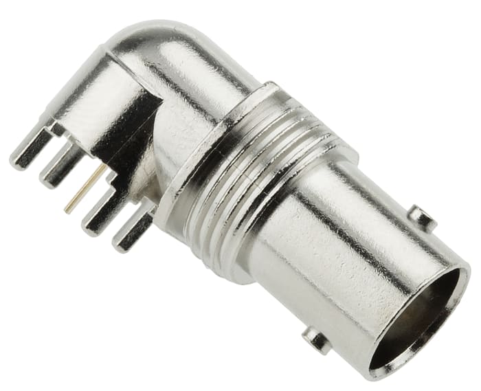 TE Connectivity Greenpar Series, Jack PCB Mount BNC Connector, 50Ω, Through Hole Termination, Right Angle Body