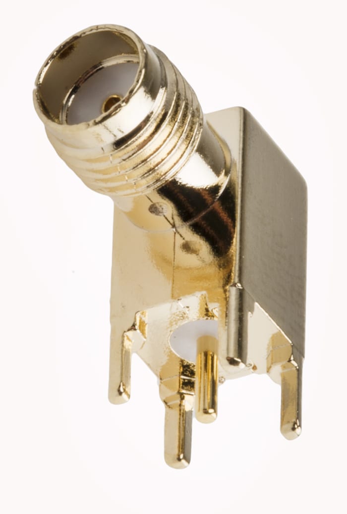 TE Connectivity, jack PCB Mount SMA Connector, 50Ω, Solder Termination, Right Angle Body