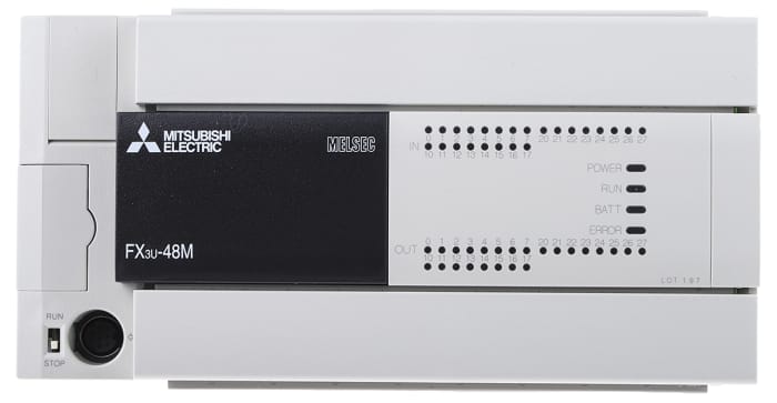 FX3U-48MT/ESS Mitsubishi Electric | Mitsubishi FX3U Series Logic Module,  100 → 240 V ac Supply, Transistor Output, 24-Input, Sink, Source Input |  617-0228 | RS Components
