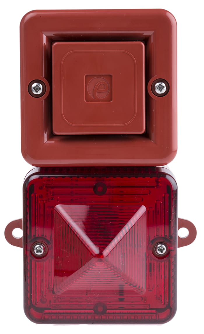 e2s SONFL1X-HO Series Red Sounder Beacon, 24 V dc, IP66, Wall Mount, 100dB at 1 Metre