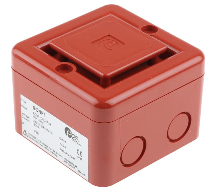 e2s Sonora Series Surface Mount Electronic Sounder, 18 → 30 V dc, 100dB at 1 m, IP66, DC, 10-Tone