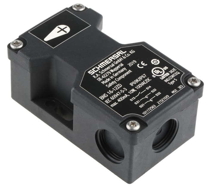 Schmersal BNS16 Series Magnetic Non-Contact Safety Switch, 100V ac/dc, Plastic Housing, NO/NC, M20