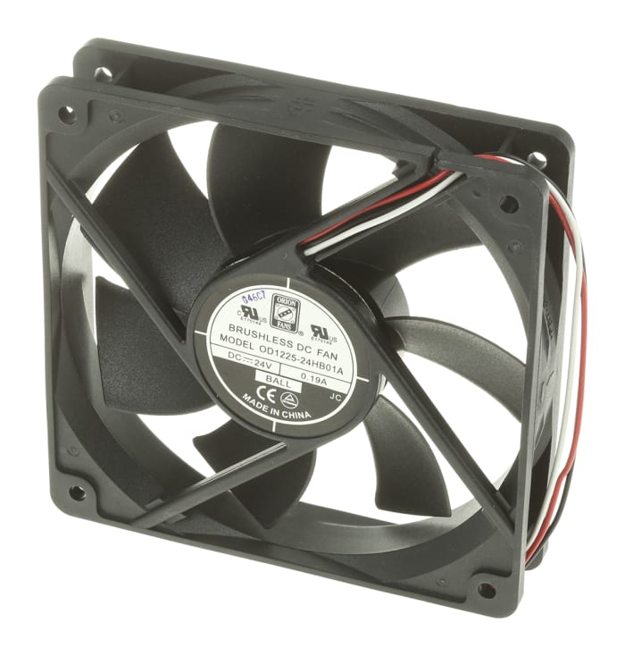 RS PRO Axial Fan, 24 V dc, DC Operation, 151.2m³/h, 5W, 190mA Max, 120 x 120 x 25mm