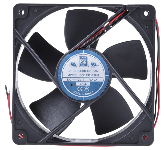 Ventilador Axial RS PRO de 120 x 120 x 32mm, 12 V dc, 1.44W, 3750rpm, caudal 203.9m³/h, 51dB